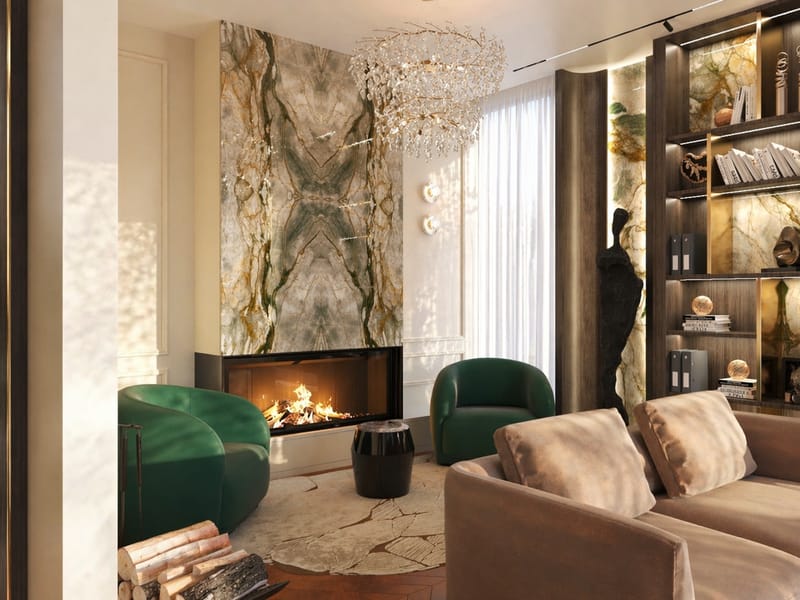 Arce Beytepe salon ve şömine – Erbayraktar İç Mimarlık