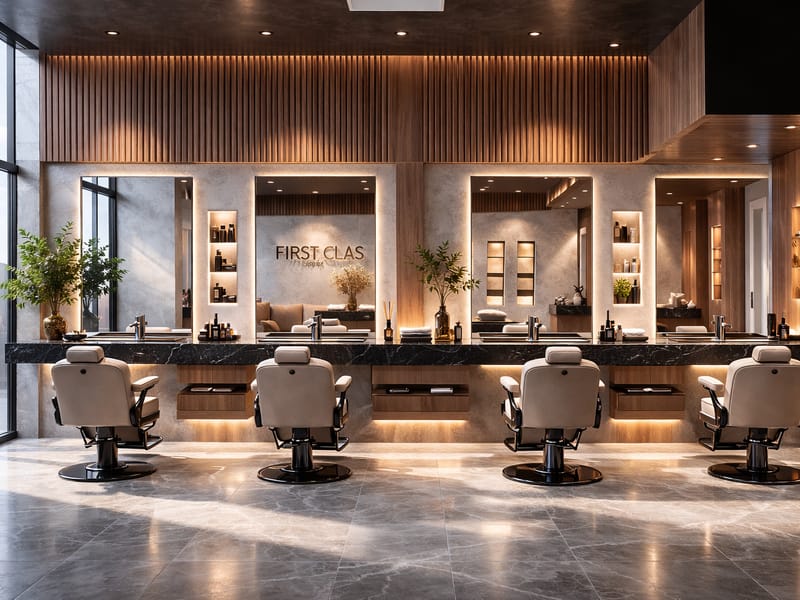 First Class Kuaför salon genel görünümü – Erbayraktar İç Mimarlık