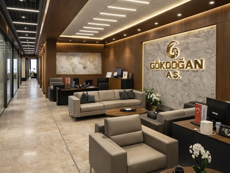 Gökdoğan ofis ve karşılama alanı – Erbayraktar İç Mimarlık