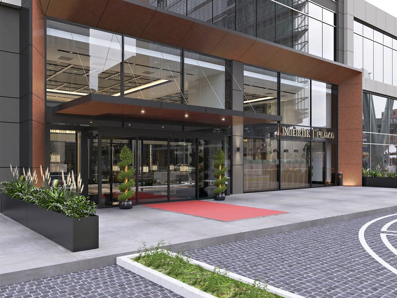 Mekik Plaza bina girişi – Erbayraktar İç Mimarlık