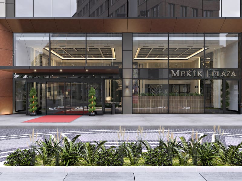 Mekik Plaza bina girişi – Erbayraktar İç Mimarlık