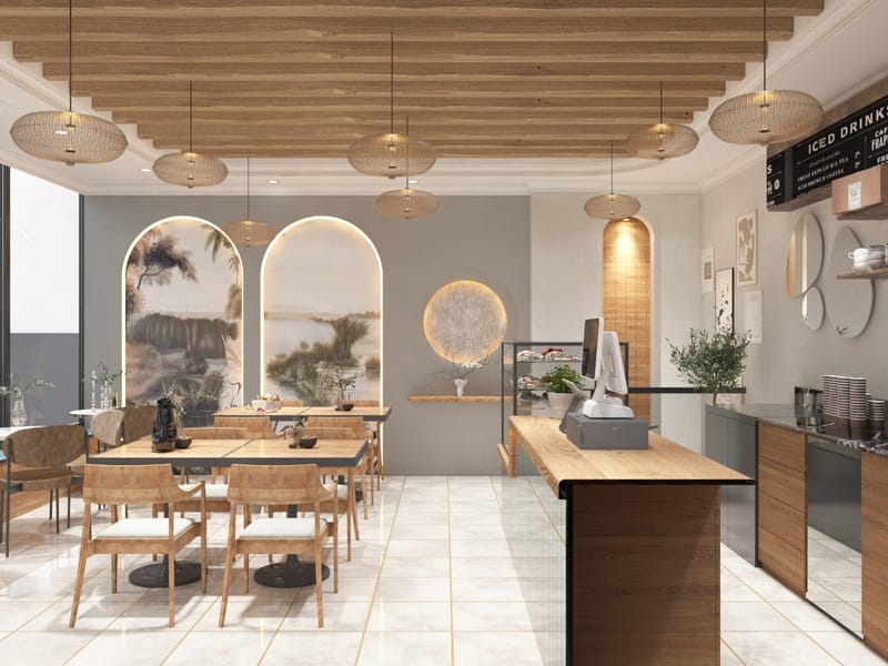 Owster Cafe tezgâh ve oturma alanı – Erbayraktar İç Mimarlık